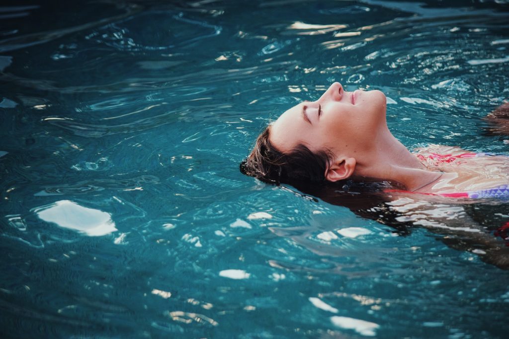 woman swimming in the pool