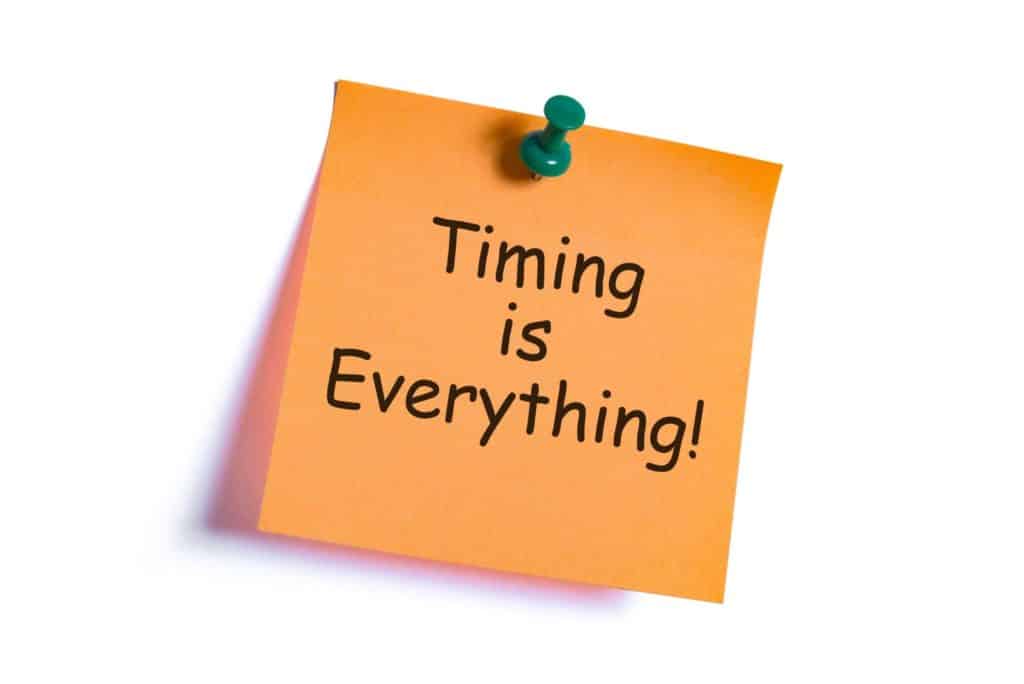 sticky note that says timing is everything