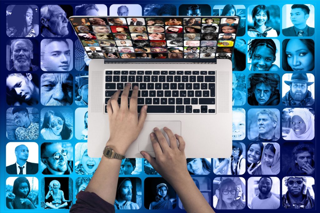 pictures of different people on a person's laptop