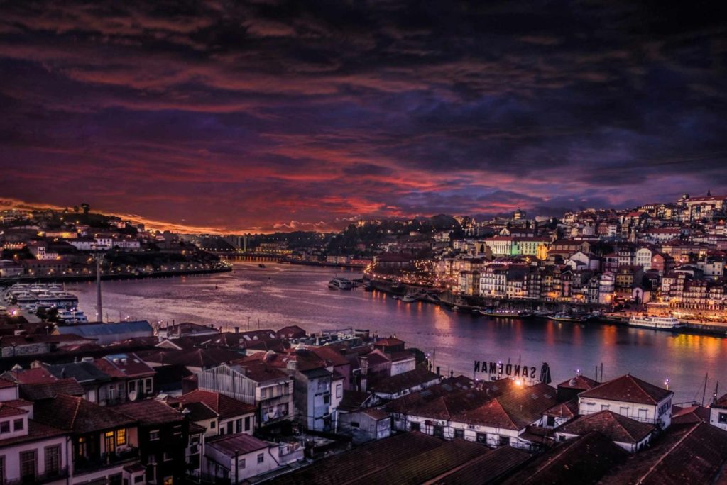 night view of Porto, Portugal