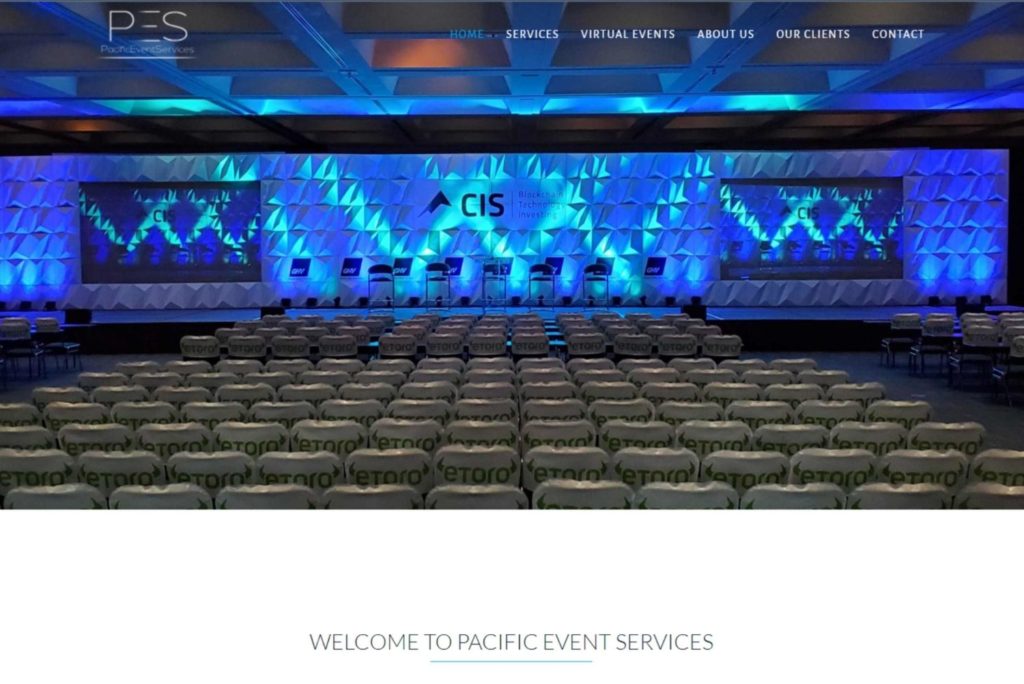 home page of one of the top event planners in LA