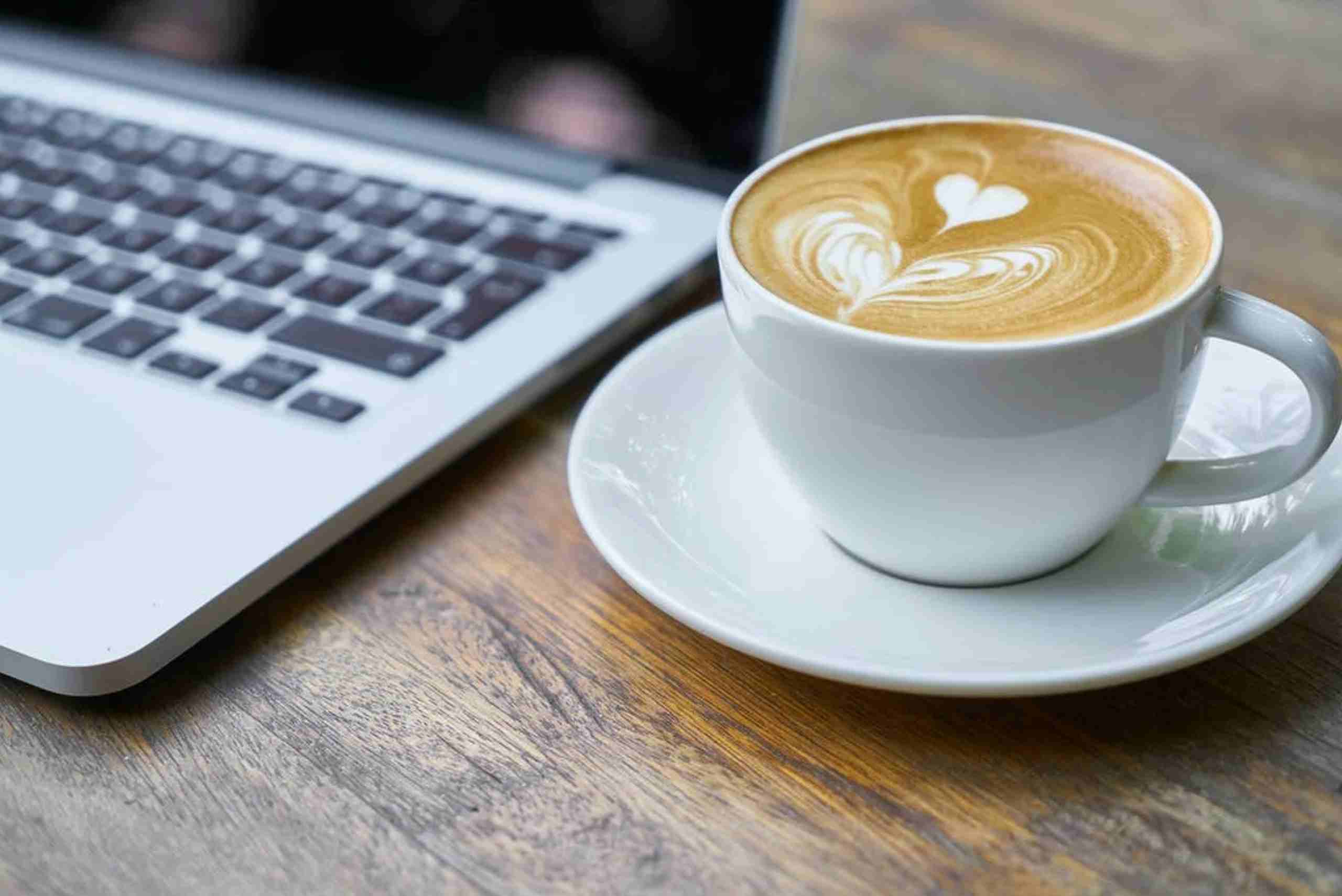 a latte and laptop