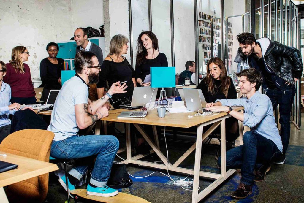 people working in a coworking space